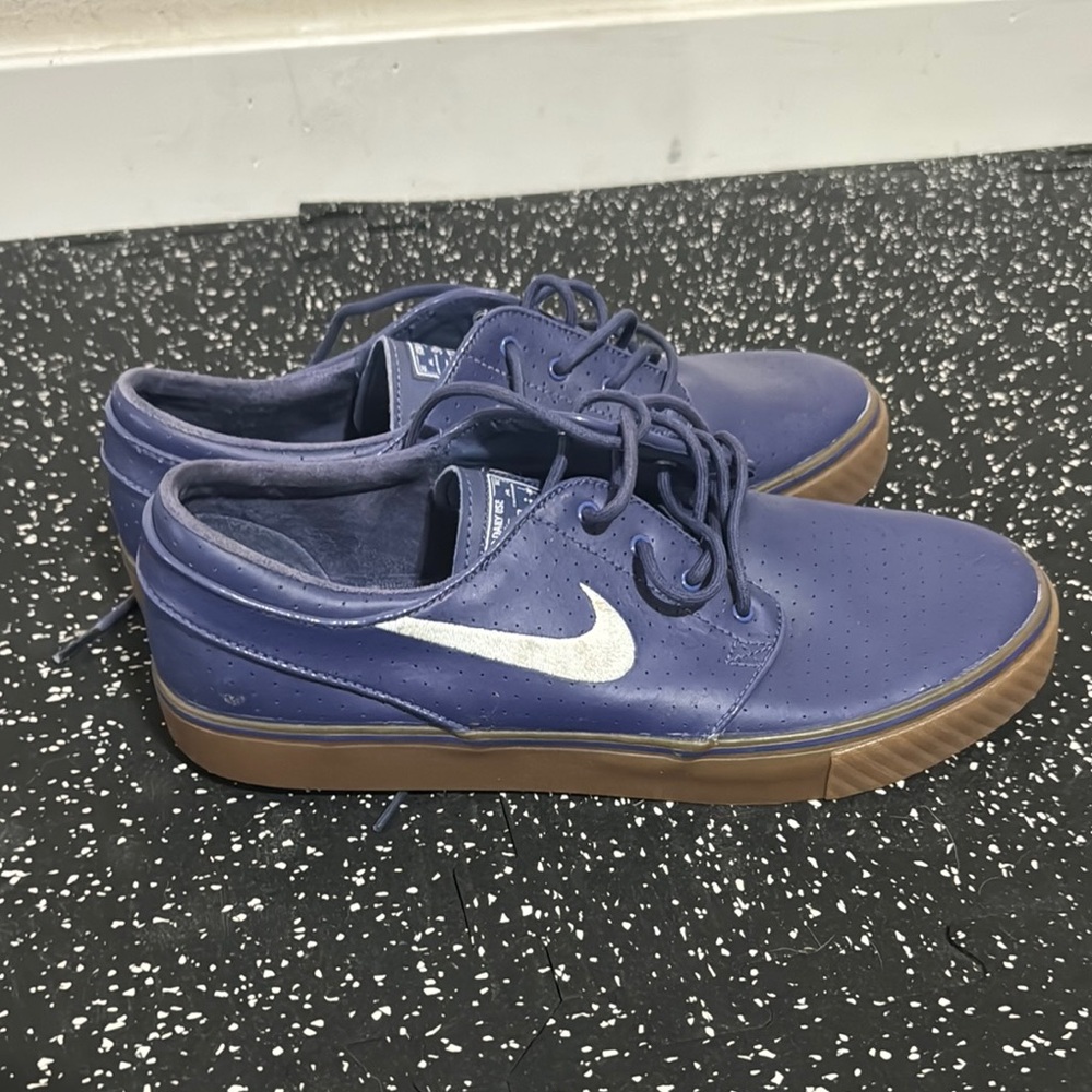 Blue Sneakers with Brown Soles